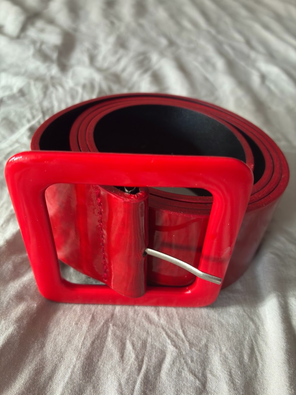 Red Patent Square-Buckle Women’s Belt